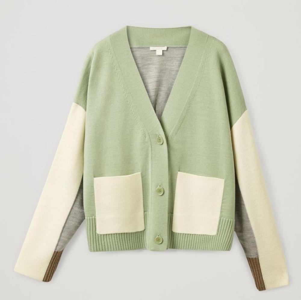 COS Colour-block Cardigan in Green